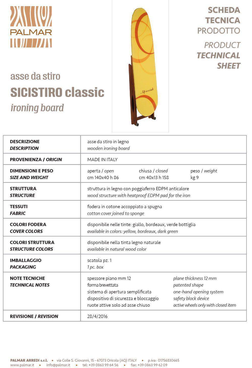 scheda tecnica sicistiro classic